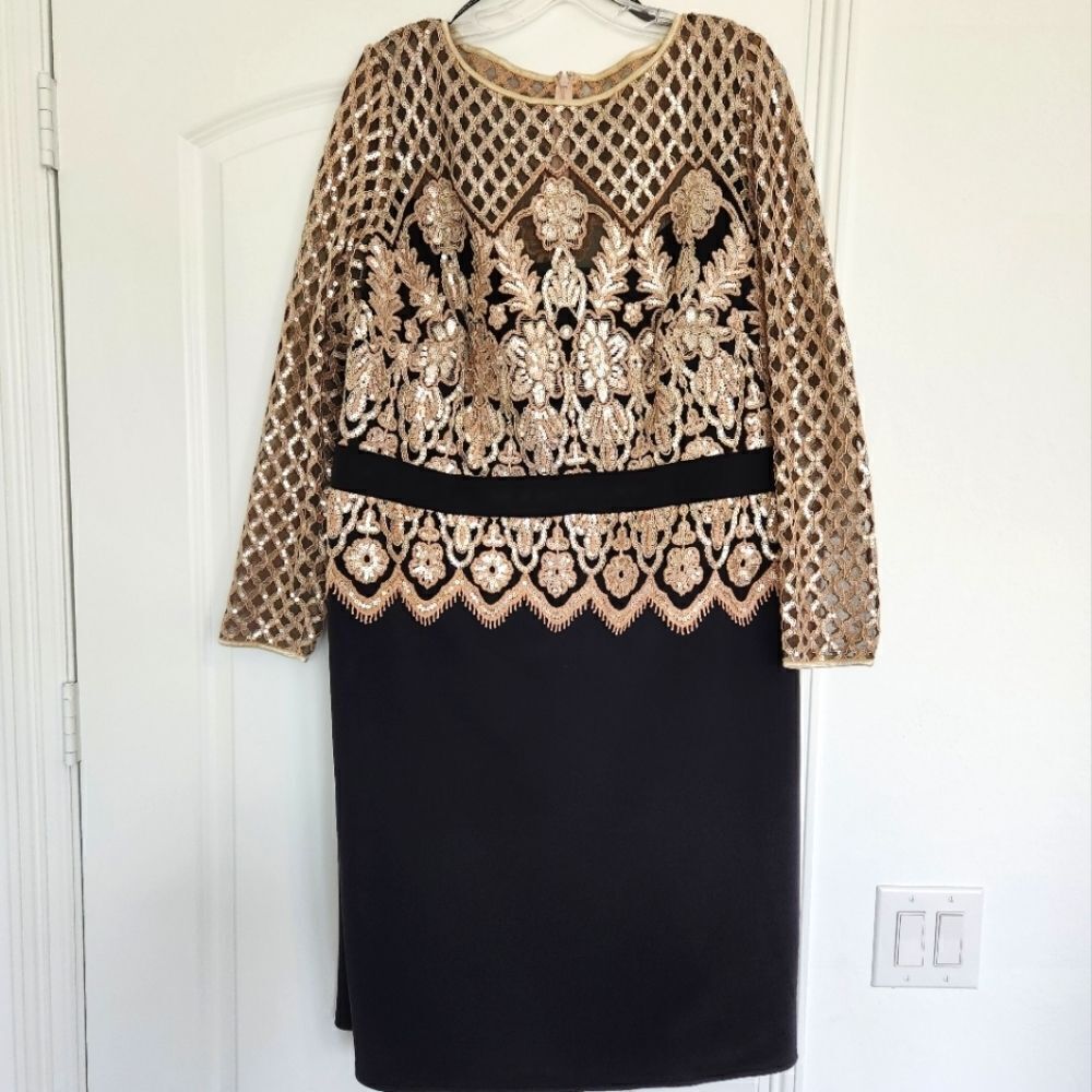 Tadashi Soshji Lace Gold Dress